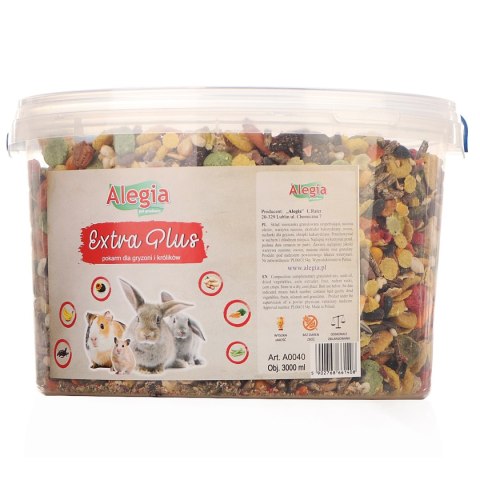 Alegia - extra plus pokarm dla gryzoni i królików 3000ml Alegia - extra plus pokarm dla gryzoni i królików 3000ml