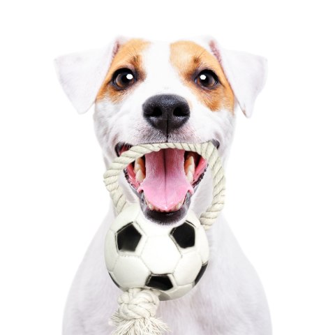 Pet Nova zabawka gumowa - piłka futbolowa na sznurku 26cm Pet Nova zabawka gumowa - piłka futbolowa na sznurku 26cm