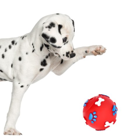 Pet Nova zabawka gumowa - piłka ze wzorem łapek i kości czerwona 6cm Pet Nova zabawka gumowa - piłka ze wzorem łapek i kości czerwona 6cm