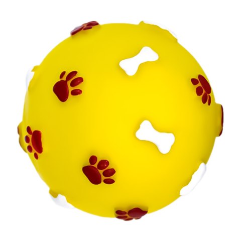 Pet Nova zabawka gumowa - piłka ze wzorem łapek i kości żółta 7,5cm Pet Nova zabawka gumowa - piłka ze wzorem łapek i kości żółta 7,5cm