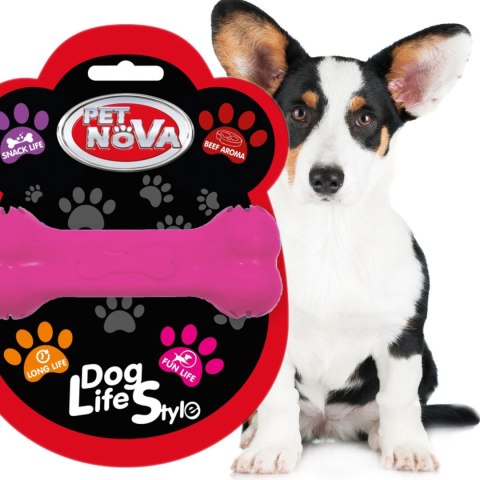 Pet Nova zabawka - kość na przysmaki z aromatem wołowiny różowa 11cm Pet Nova zabawka - kość na przysmaki z aromatem wołowiny różowa 11cm