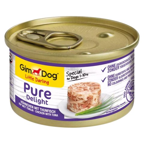 Gimdog Pure Delight 85g - karma dla małych psów kurczak i tuńczyk w galarecie Gimdog Pure Delight 85g - karma dla małych psów kurczak i tuńczyk w galarecie