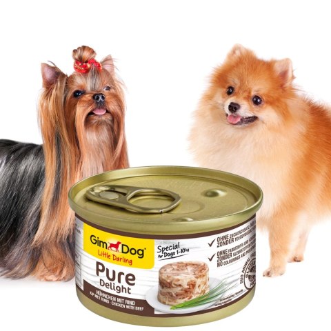 Gimdog Pure Delight 85g - karma dla małych psów kurczak i wołowina w galarecie Gimdog Pure Delight 85g - karma dla małych psów kurczak i wołowina w galarecie