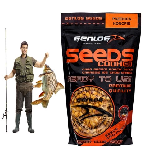 Genlog Cooked Seeds - ziarna wędkarskie, kukurydza pszenica - konopie 1l Genlog Cooked Seeds - ziarna wędkarskie, kukurydza pszenica - konopie 1l