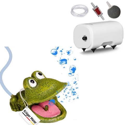 Kruger Meier Froggy Bubble Set - Ozdoba z napowietrzaczem do akwarium