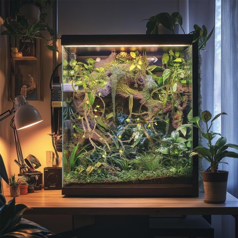 Terrario - Sztuczna Gałąź Dekoracyjna z Pędami do Terrarium - 100 cm