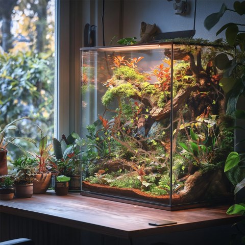 Terrario - Sztuczna Gałąź Dekoracyjna z Pędami do Terrarium - 100 cm