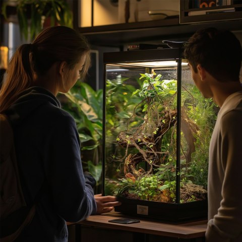 Terrario - Sztuczna Gałąź Dekoracyjna z Pędami do Terrarium - 100 cm