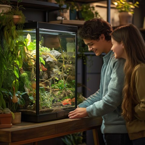 Terrario - Sztuczna Gałąź Dekoracyjna z Pędami do Terrarium - 100 cm