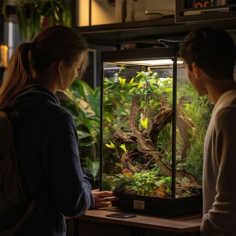 Terrario - Sztuczna Gałąź z Liśćmi do Terrarium - 75 cm