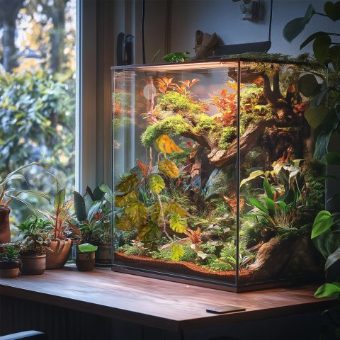Terrario - Sztuczna Roślina do Terrarium - Wisząca Monstera 70 cm