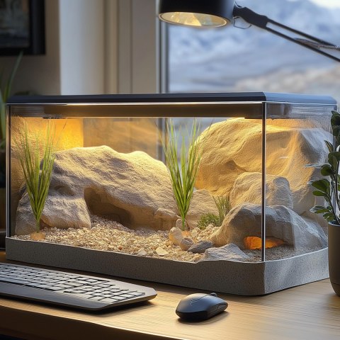 Terrario - Sztuczna roślina do terrarium i akwarium - Wysoka trawa 15x7x41 cm
